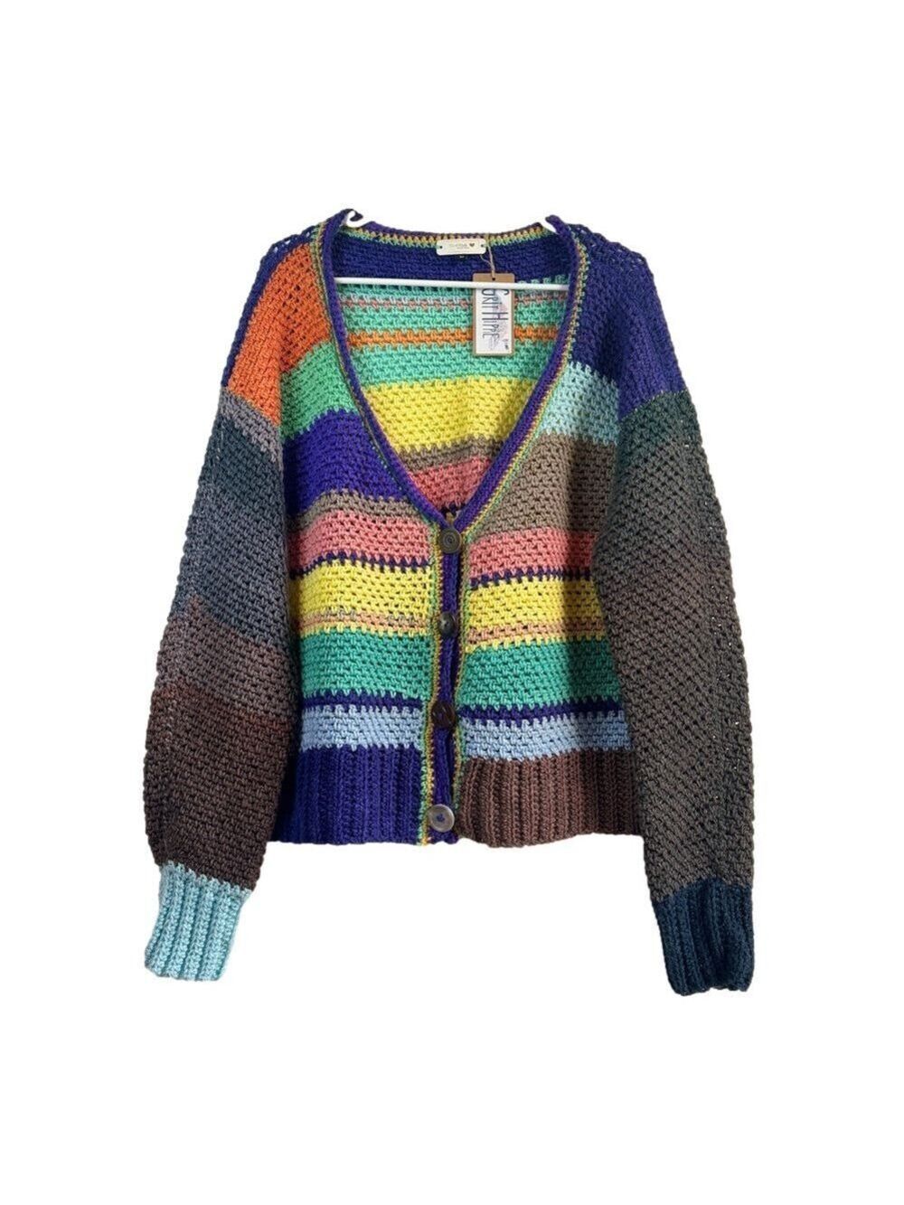 *NEW* HANDMADE Crocheted Colorblock Cardigan